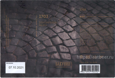 Этикетка пива 1703 от пивоварни Бакунин. Изображение №1 (фото: Андрей Атаевв)