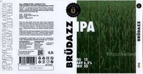 Этикетка пива Brüdazz IPA от пивоварни Brüdazz. Изображение №1 (фото: Андрей Атаевв)