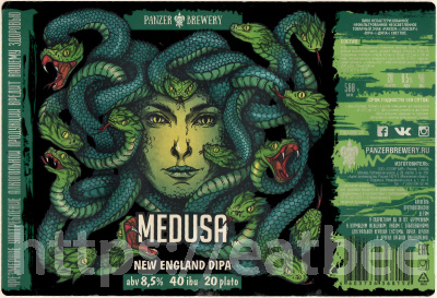 Этикетка пива Medusa от пивоварни Panzer Brewery. Изображение №1 (фото: Андрей Атаевв)