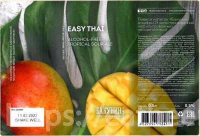 Этикетка пива EASY THAI от пивоварни Бакунин. Изображение №1 (фото: Андрей Атаевв)