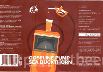 Этикетка пива Goseline Pump: Sea Buckthorn от пивоварни AF Brew. Изображение №1 (фото: Дима Боргир)