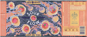 Этикетка пива Sour Flow (персик) от пивоварни Panzer Brewery. Изображение №1 (фото: Дима Боргир)