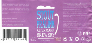 Этикетка пива Praline Stout Altermann от пивоварни Altermann Brewery. Изображение №1 (фото: Дима Боргир)