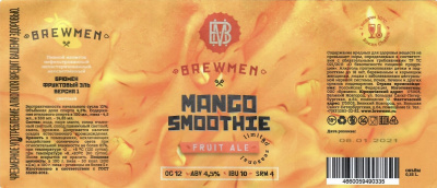 Этикетка пива MANGO SMOOTHIE от пивоварни Brewmen. Изображение №1 (фото: )